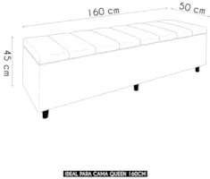 Recamier Baú Estofado Queen 160cm Horus Sintético Bege Z04 - Mpozenato