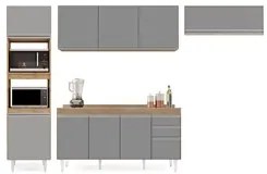 Armário de Cozinha Modulada 4 Peças CP11 Balcão com Tampo Castanho/Cin
