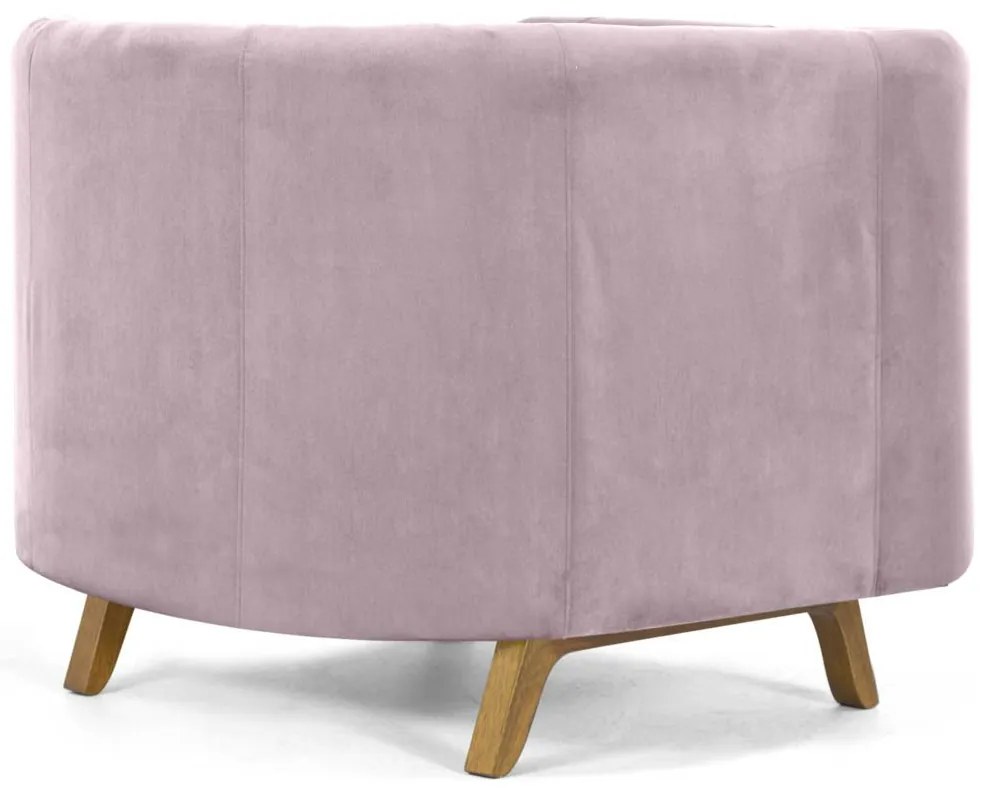 Kit 02 Poltronas Decorativas Para Sala de Estar Base de Madeira Ferrara Veludo Rosê G15 - Gran Belo