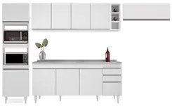 Armário de Cozinha Modulada 5 Peças CP18 Balcão com Pia Inox Branco -