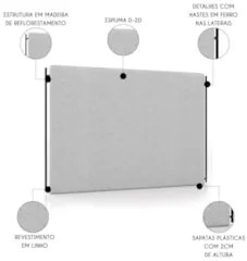 Cabeceira Cama Box Casal 140cm Oscar Z37 Linho Cinza Claro - Mpozenato