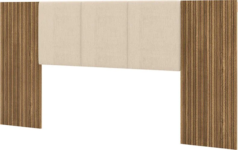 Cabeceira Casal Queen Cama Box 268cm Ripado Selma Linho V01 - D'Rossi - Brisa e Bege