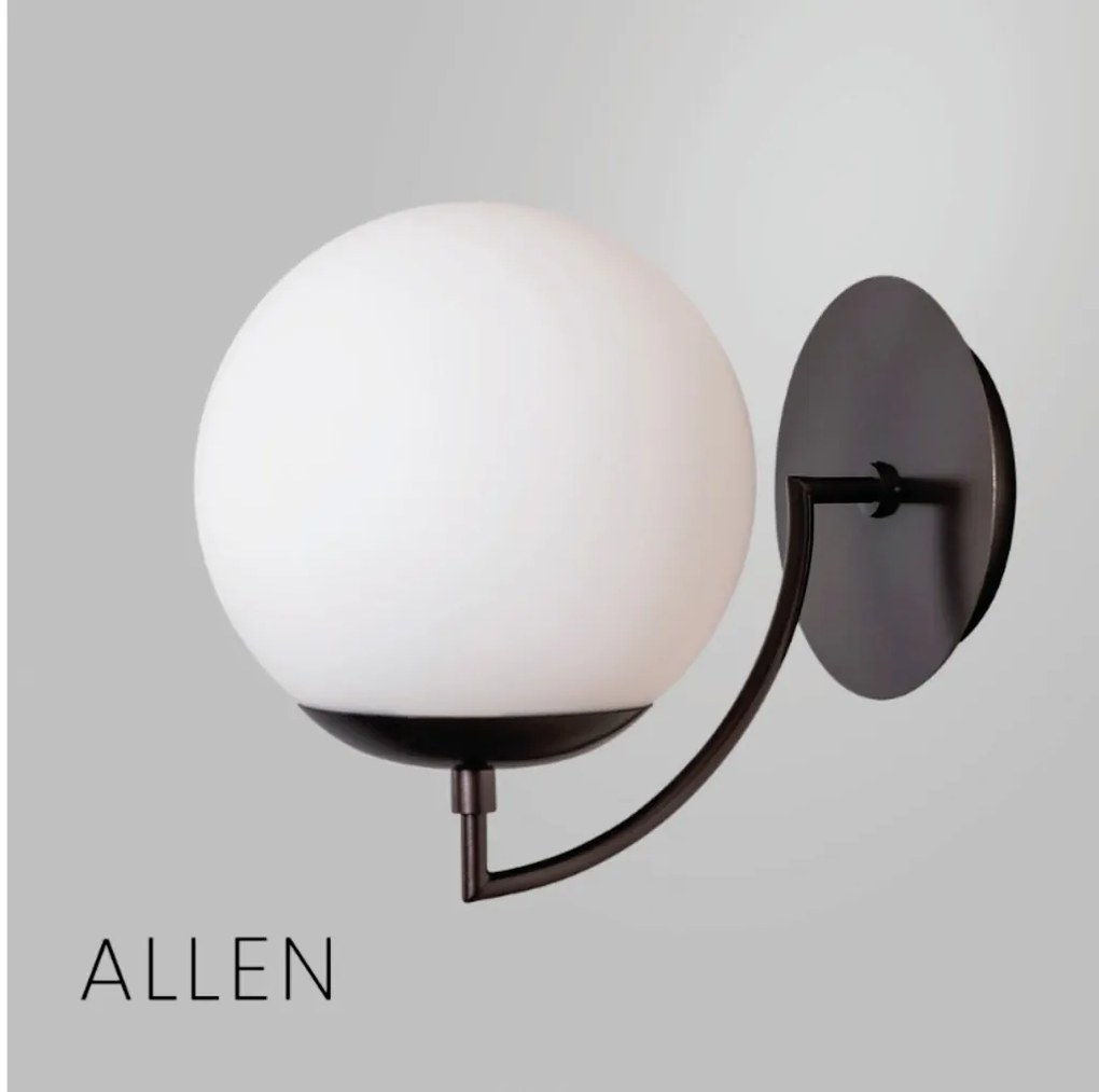 Arandela Allen 20X27,2X24,9Cm 1Xe27 Alumínio E Globo Ø20Cm - Usina 250... (BT - Branco Texturizado, FOSCO)