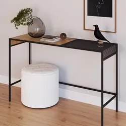 Aparador Para Sala de Estar 120cm Pés Metálicos Dinâmico Vermont/Preto