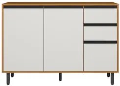 Balcão de Cozinha e Tampo 120cm Nala Freijó UV/Off Acetinado Z44 - Mpo