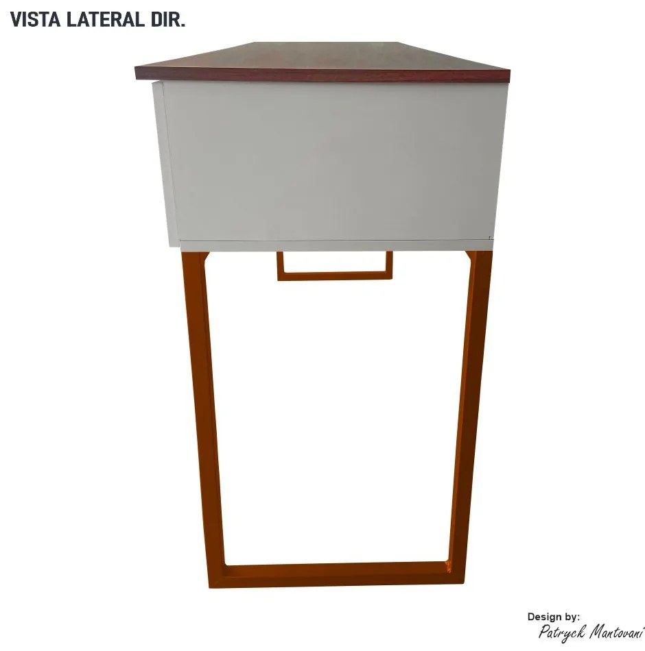 Penteadeira Escrivaninha Iron 136cm com Pés de Metal Imbuia/Bege/Cobre - Vizzato - Bege