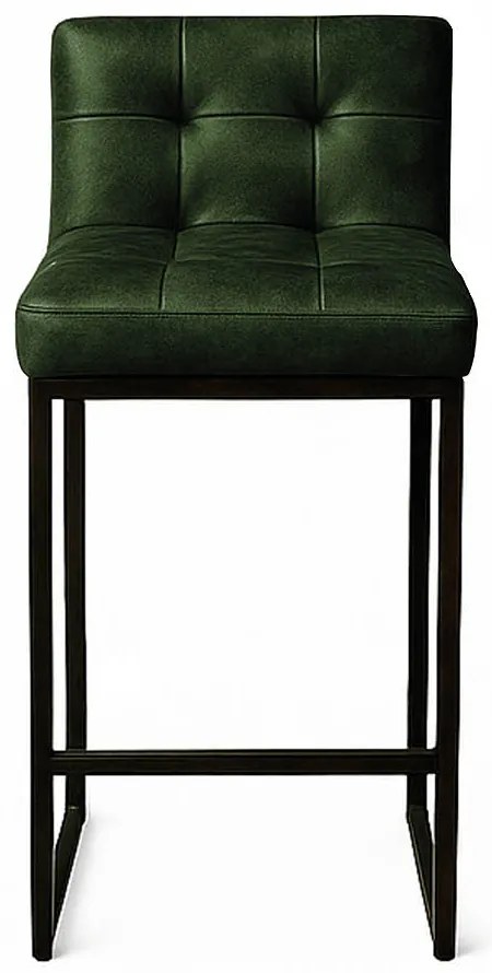 Banqueta Cozinha Alta com Encosto Industrial Preto Lirina PU C05 - D'Rossi - Verde