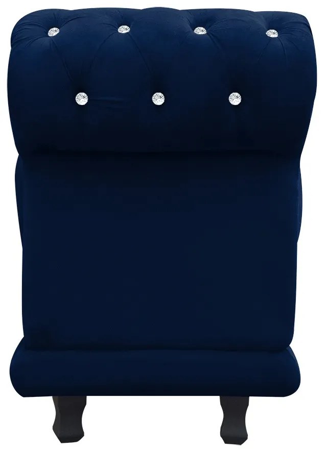 Recamier Barcelona Namoradeira Calçadeira Suede Azul Marinho com strass D'Rossi