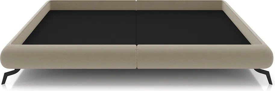 Cama de Casal Avulsa Bezos Madeira Imunizada Pés em Aço Revestimento Veludo Bege G91 - Gran Belo