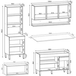 Armário de Cozinha 4 peças Balcão com Tampo 120cm Lina07 Z06 Supremo/F