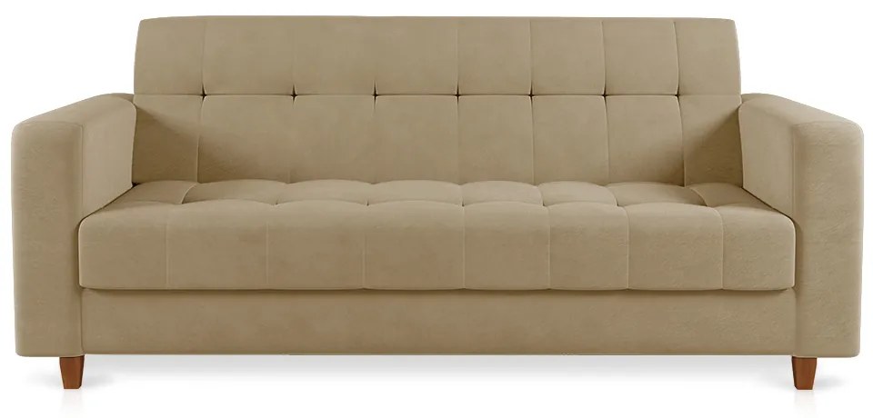 Sofá 03 Lugares Arezzo Suede Pés Chanfrado Castanho - D'Rossi - Marrom Rato