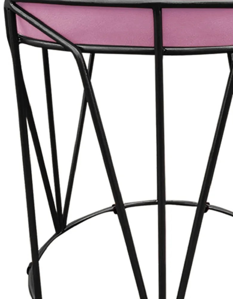 Puff Multiuso com Mesa Babu 2 em 1 Suede Base Preto D'Rossi - Rosa Bebê