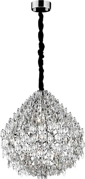 Pendente Cristal Metal Cromado 60Cm Glamour