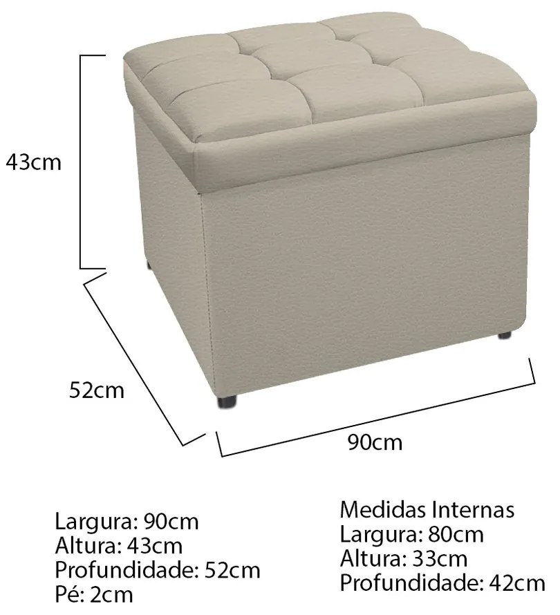 Calçadeira Copenhague 90 cm Solteiro Corano Bege - ADJ Decor