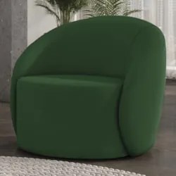 Poltrona Sala Giratória Redonda 91cm Steve Suede Verde  I01  - Mpozena