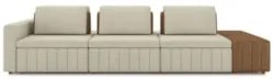 Sofá Ilha e Puff Sala Living 365cm Siesta Z32 Linho Areia/Marrom - Mpo