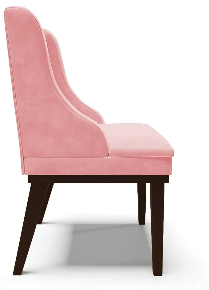 Kit 10 Cadeiras de Jantar Liz Suede Rosa Bebê Base Fixa Madeira Tabaco D03 - D'Rossi