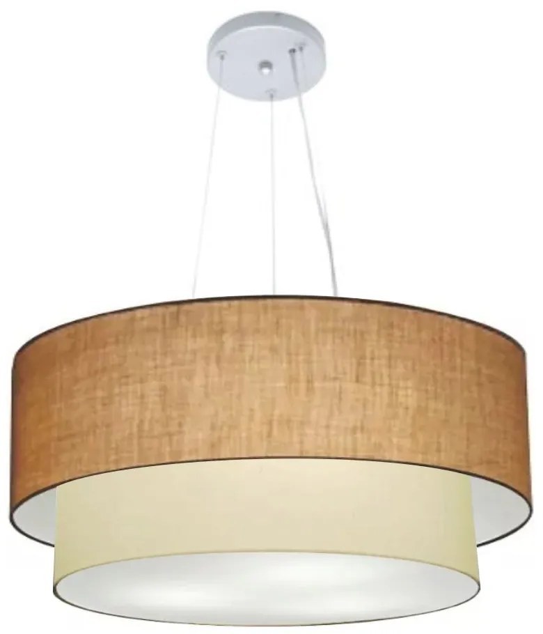 Lustre Pendente Duplo Cilíndrico Vivare Md-4179 Cúpula em Tecido 70x60cm - Bivolt