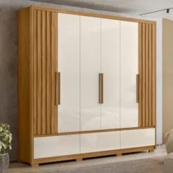 Guarda Roupa Casal 6 Portas 5 Gavetas 240cm Arizona Z17 Freijó/Off Whi