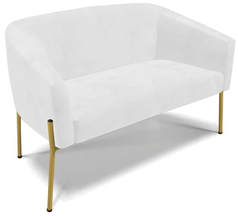 Namoradeira e 2 Poltronas Pé de Ferro Dourado Stella Sintético PU D03 - D'Rossi - Branco