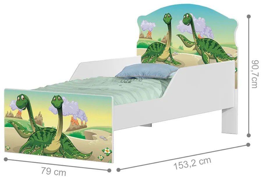 Mini Cama Infantil 153,2x79cm com Proteção Lateral Personagens K02 - D'Rossi - DINOSSAURO