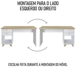 Conjunto Escritório Home Office 3 Peças Elai A06 Olmo/Branco - Mpozena