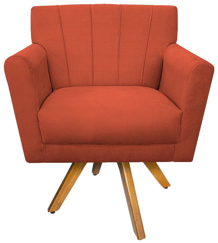 Poltrona Laura Base Giratória de Madeira Suede Terracota - ADJ Decor