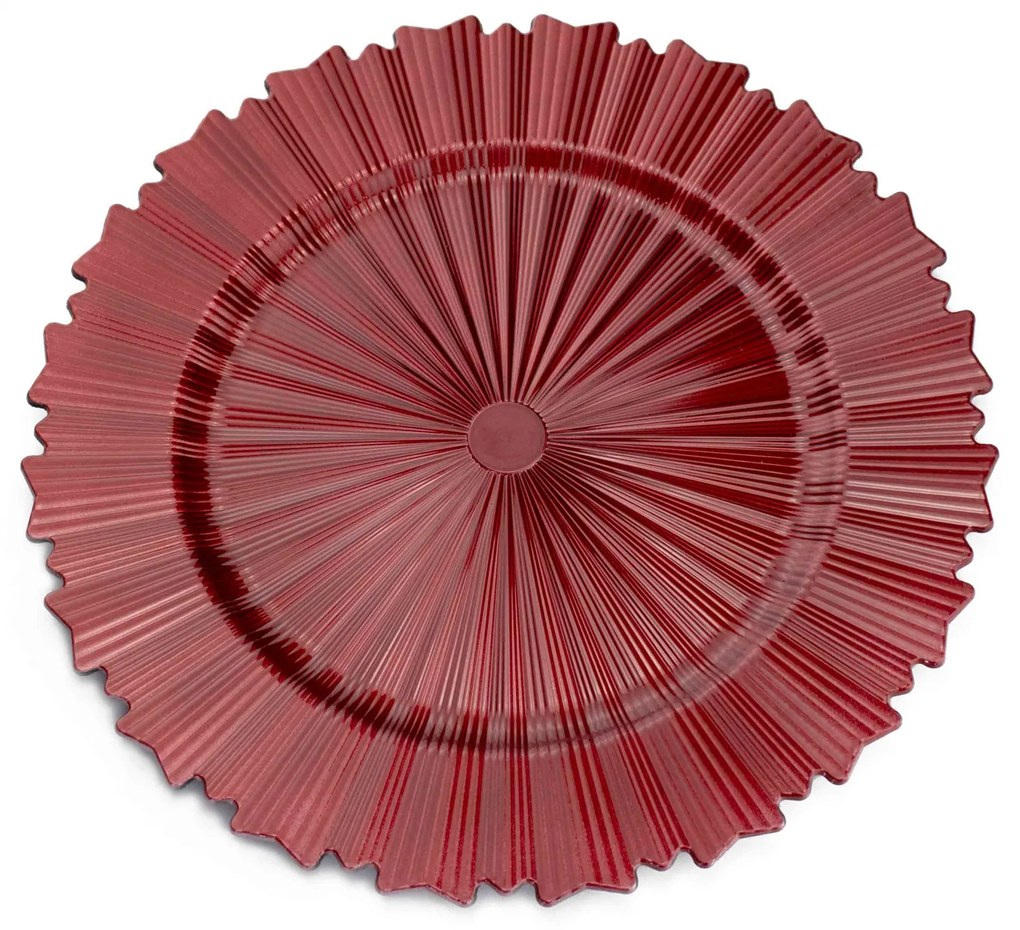 Sousplat de Plástico Vermelho Com Relevo e Lateral Em Recortes 33cm - D'Rossi