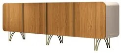 Balcão Buffet Piacente Com Cristaleira Alvora H01 Off White/Cinamomo -