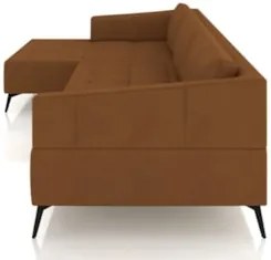 Sofá 5 Lugares 326cm Com Chaise Esquerdo Eko Couro Caramelo Z55 - Mpoz