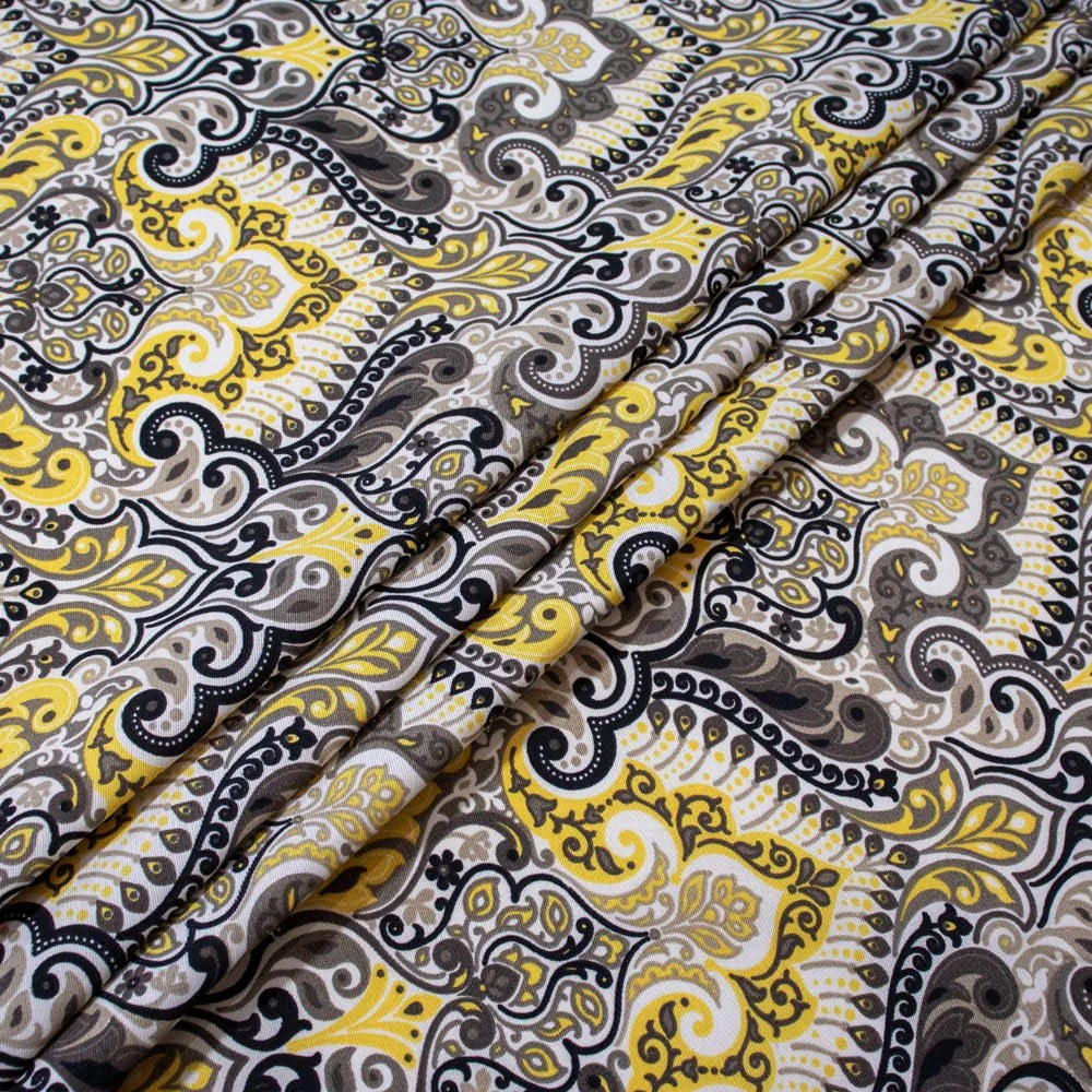 Tecido Belize Estampado Arabesco Amarelo D77 01 Metro - D'Rossi