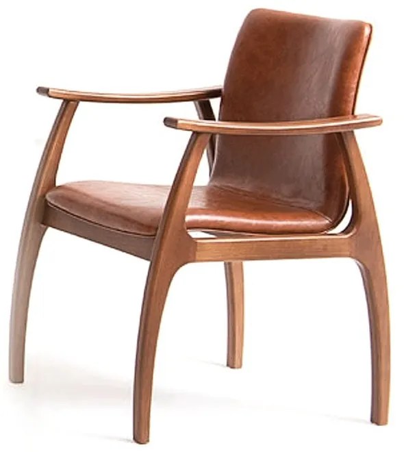 Cadeira Areta Estofada Design Anatômico Braço e Estrutura Madeira
