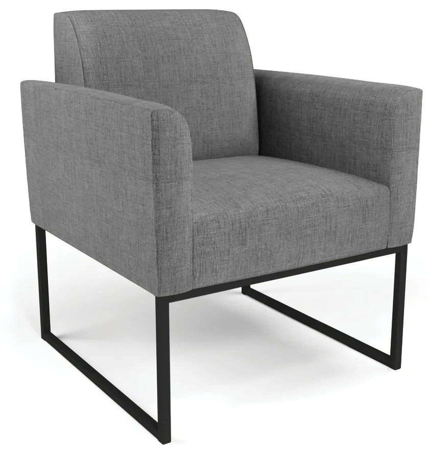 Sofá Namoradeira com 2 Poltronas Base Industrial Preto Marisa Linho - A32 Palha