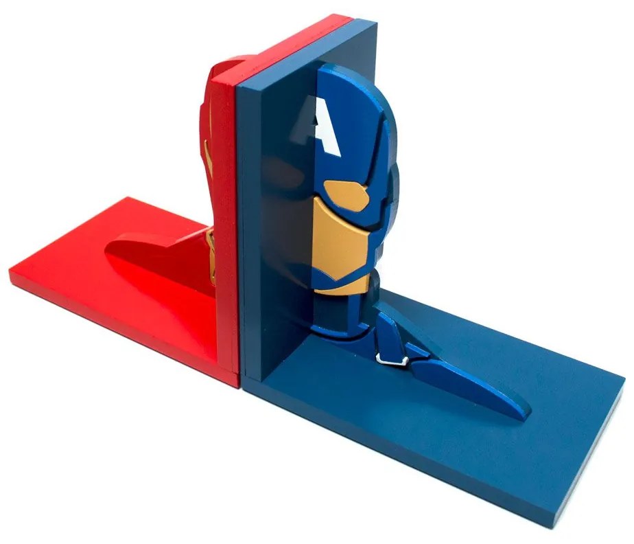 Aparador de Livros Guerra Civil Homem De Ferro e Capitão América Vingadores Marvel