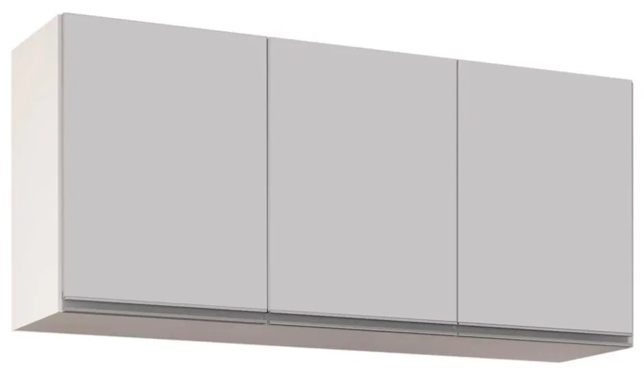 Armário Aéreo de Cozinha Lavanderia 03 Portas Tina 120 cm L06 - D'Rossi - Branco
