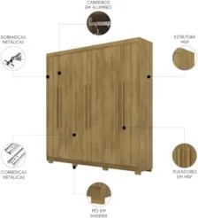 Guarda Roupa Casal 218cm 6 Portas Elegance Nature - Vila Rica