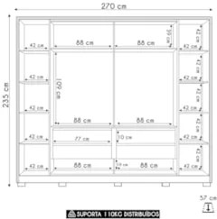 Guarda Roupa Casal 270cm 4 Espelhos Jacarandá Flex Off/Freijó - Albatr