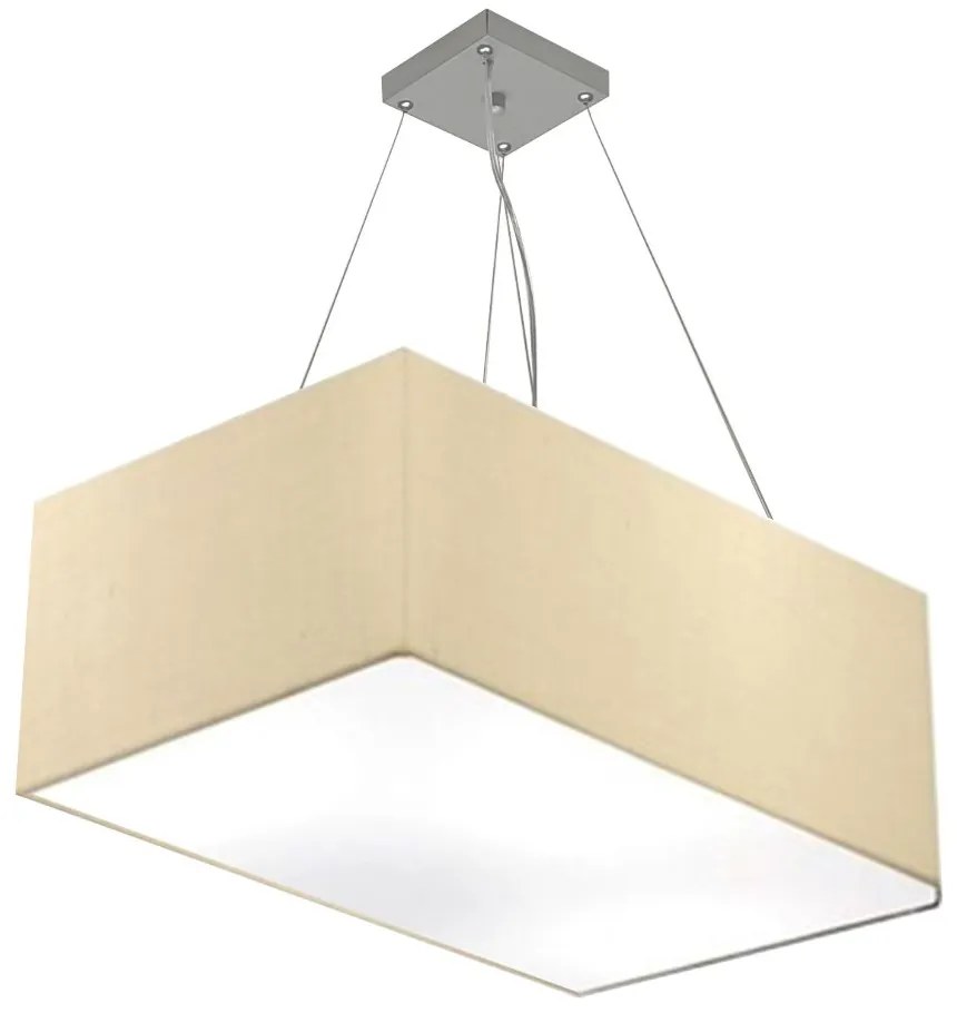 Lustre Pendente Retangular Md-4372 Cúpula em Tecido 60x40cm Bege