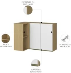 Armário de Cozinha Aéreo 95cm Sirelian Atacama/Branco A15 - Mpozenato