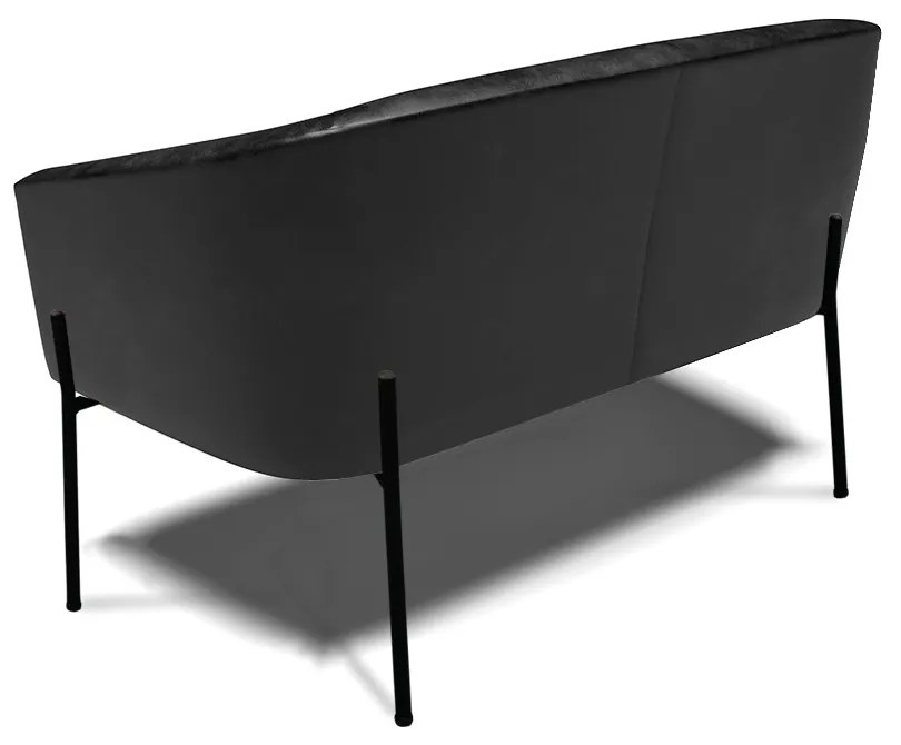 Namoradeira e 2 Poltronas Pé de Ferro Preto Stella Sintético PU D03 - D'Rossi - Preto