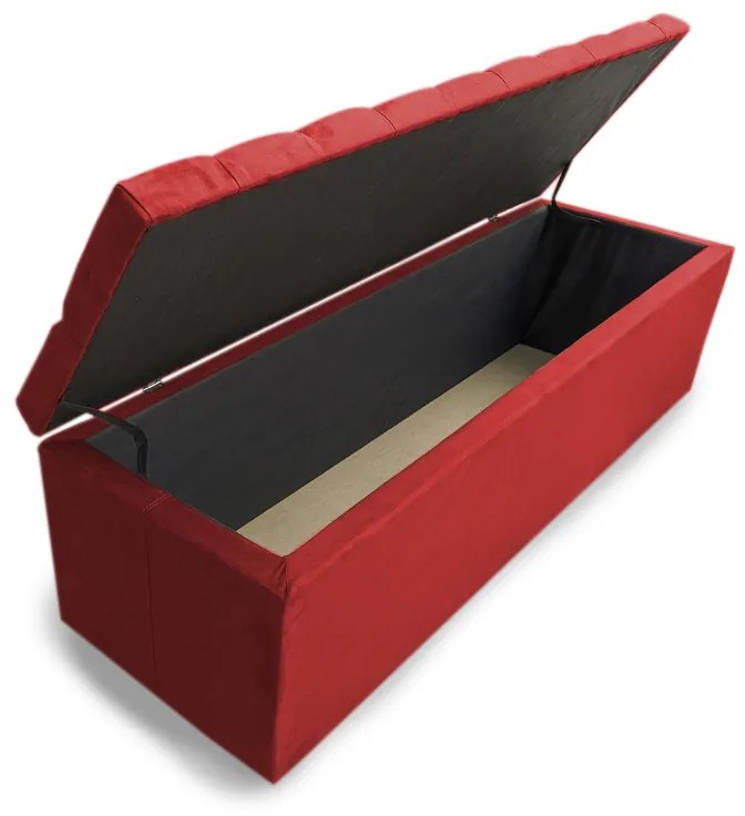 Calçadeira Baú Solteiro 100cm Nicole Capitonê Suede Vermelho - Sheep Estofados - Vermelho