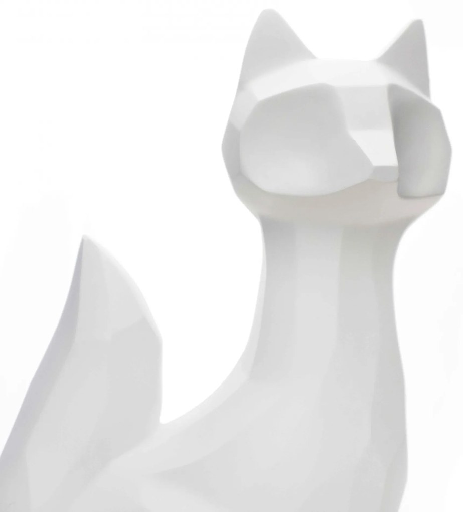 Escultura Decorativa Raposa Em Resina Branco Mate 25x16 Cm - D'Rossi