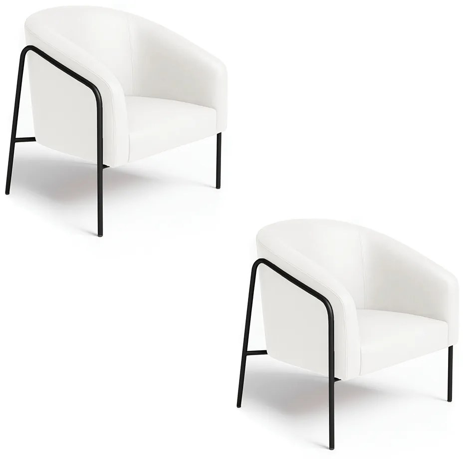 Poltrona Sala Industrial Alta Preto Kit 2 Stella Sintético PU D03 - D'Rossi - Branco