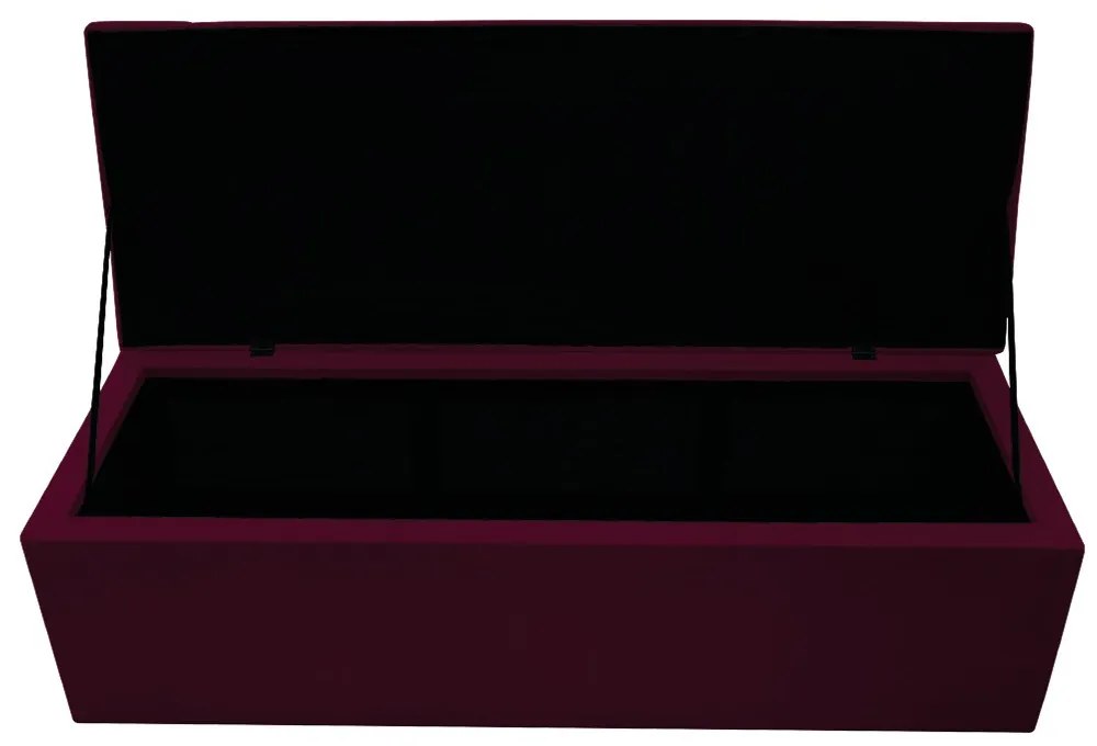Recamier Baú Estofada Mel 140 cm Casal Com Capitonê  Suede Bordô - ADJ Decor