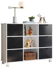 Nicho Organizador com Rodízios Toys 6 Gavetas Q01 Branco/Preto - Mpoze