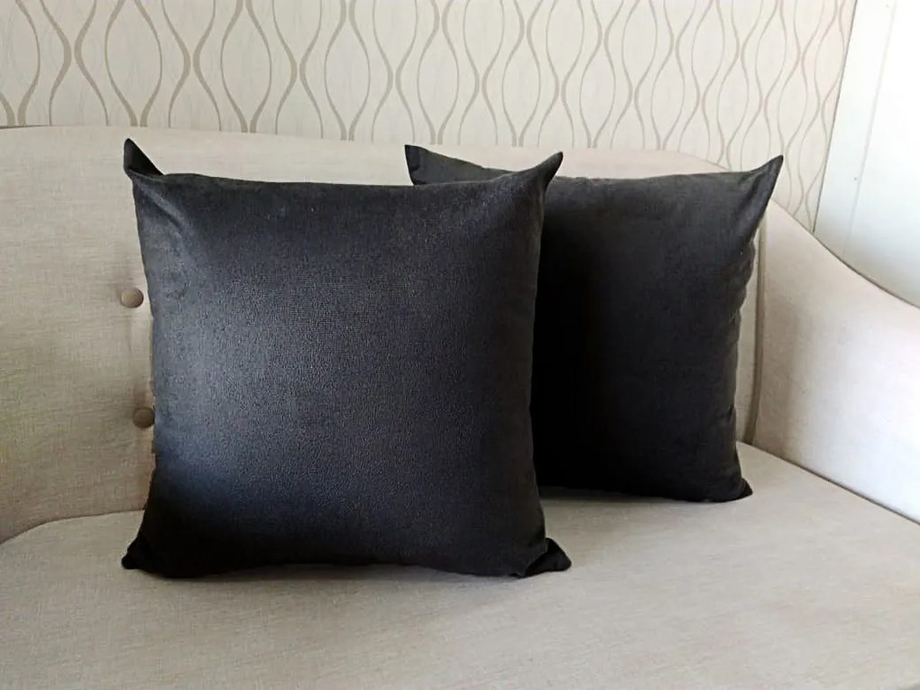 2 Capas de Almofada Suede Preto 50x50cm