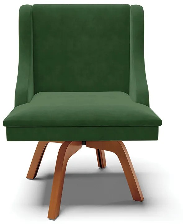 Kit 04 Cadeiras de Jantar Liz Suede Verde Base Madeira MM35 D03 - D'Rossi