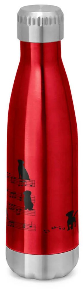 Garrafa Térmica Inox Brilhante 510 ml Cachorro Musical Preto - Vermelho