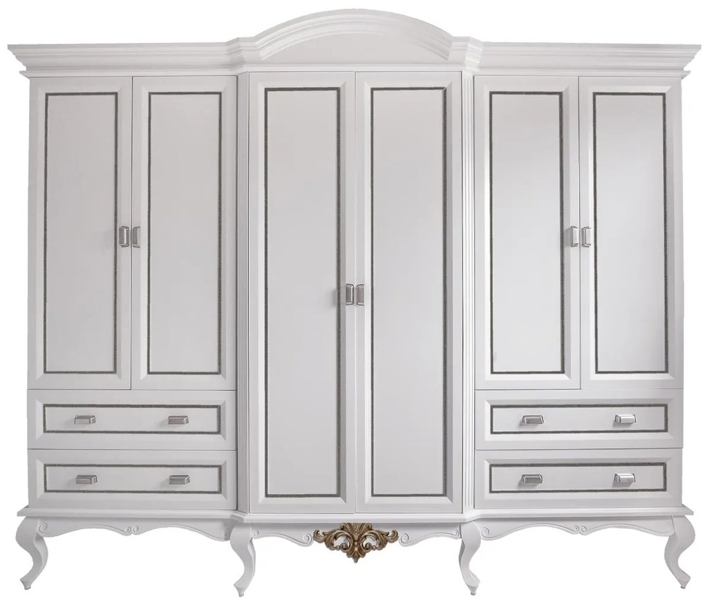 Guarda-Roupas Provençal Clássico Lavanda - Branco com Detalhes Fendi Lumiére Kleiner