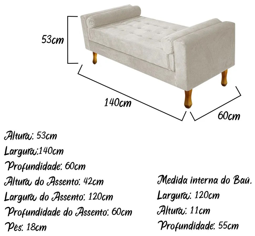 Recamier Félix Casal 140cm Suede Bege - ADJ Decor